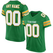 Load image into Gallery viewer, Custom Kelly Green White-Gold Mesh Authentic Football Jersey