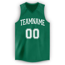 Load image into Gallery viewer, Custom Kelly Green White V-Neck Basketball Jersey