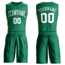 Load image into Gallery viewer, Custom Kelly Green White Round Neck Suit Basketball Jersey