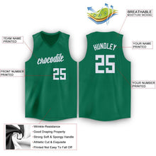 Load image into Gallery viewer, Custom Kelly Green White V-Neck Basketball Jersey