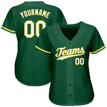 Load image into Gallery viewer, Custom Kelly Green White-Gold Authentic Baseball Jersey