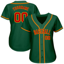 Load image into Gallery viewer, Custom Kelly Green Red-Gold Authentic Baseball Jersey
