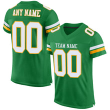 Load image into Gallery viewer, Custom Kelly Green White-Gold Mesh Authentic Football Jersey
