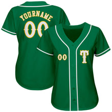 Load image into Gallery viewer, Custom Kelly Green White-Gold Authentic Baseball Jersey