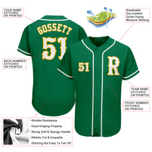 Load image into Gallery viewer, Custom Kelly Green White-Gold Authentic Baseball Jersey