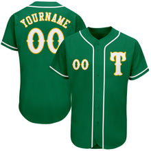 Load image into Gallery viewer, Custom Kelly Green White-Gold Authentic Baseball Jersey