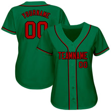 Load image into Gallery viewer, Custom Kelly Green Red-Black Authentic Baseball Jersey