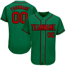Load image into Gallery viewer, Custom Kelly Green Red-Black Authentic Baseball Jersey