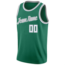 Load image into Gallery viewer, Custom Kelly Green White-Silver Gray Round Neck Rib-Knit Basketball Jersey