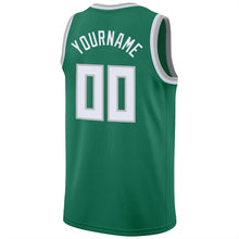 Load image into Gallery viewer, Custom Kelly Green White-Silver Gray Round Neck Rib-Knit Basketball Jersey