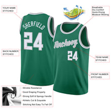 Load image into Gallery viewer, Custom Kelly Green White-Silver Gray Round Neck Rib-Knit Basketball Jersey