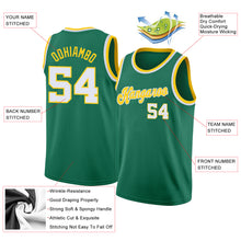 Load image into Gallery viewer, Custom Kelly Green White-Gold Round Neck Rib-Knit Basketball Jersey