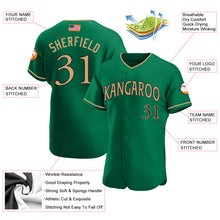 Load image into Gallery viewer, Custom Kelly Green Old Gold-Black Authentic American Flag Fashion Baseball Jersey