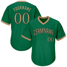 Load image into Gallery viewer, Custom Kelly Green Old Gold-Black Authentic Throwback Rib-Knit Baseball Jersey Shirt