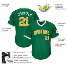 Load image into Gallery viewer, Custom Kelly Green Gold-White Authentic Throwback Rib-Knit Baseball Jersey Shirt