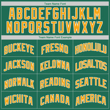 Load image into Gallery viewer, Custom Kelly Green Gold-White Authentic Throwback Rib-Knit Baseball Jersey Shirt