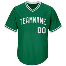 Load image into Gallery viewer, Custom Kelly Green White Authentic Throwback Rib-Knit Baseball Jersey Shirt