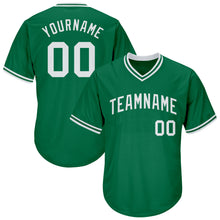 Load image into Gallery viewer, Custom Kelly Green White Authentic Throwback Rib-Knit Baseball Jersey Shirt