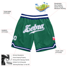 Load image into Gallery viewer, Custom Kelly Green White-Royal Authentic Throwback Basketball Shorts