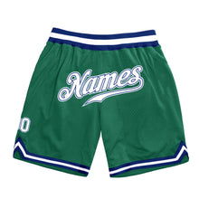 Load image into Gallery viewer, Custom Kelly Green White-Royal Authentic Throwback Basketball Shorts