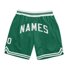 Load image into Gallery viewer, Custom Kelly Green White Authentic Throwback Basketball Shorts