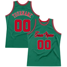 Load image into Gallery viewer, Custom Kelly Green Red-Black Authentic Throwback Basketball Jersey