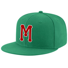 Load image into Gallery viewer, Custom Kelly Green Red-White Stitched Adjustable Snapback Hat