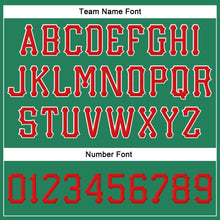 Load image into Gallery viewer, Custom Kelly Green Red-White Stitched Adjustable Snapback Hat