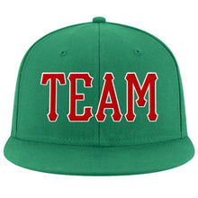 Load image into Gallery viewer, Custom Kelly Green Red-White Stitched Adjustable Snapback Hat