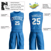 Load image into Gallery viewer, Custom Blue White Round Neck Suit Basketball Jersey