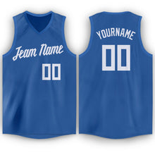 Load image into Gallery viewer, Custom Blue White V-Neck Basketball Jersey