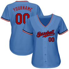Load image into Gallery viewer, Custom Light Blue Red-Navy Authentic Baseball Jersey