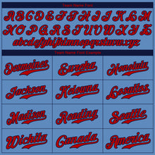 Load image into Gallery viewer, Custom Light Blue Red-Navy Authentic Baseball Jersey