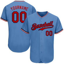 Load image into Gallery viewer, Custom Light Blue Red-Navy Authentic Baseball Jersey