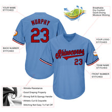 Load image into Gallery viewer, Custom Light Blue Red-Navy Authentic Throwback Rib-Knit Baseball Jersey Shirt
