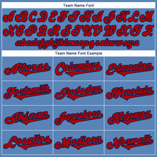 Load image into Gallery viewer, Custom Light Blue Red-Navy Authentic Throwback Rib-Knit Baseball Jersey Shirt