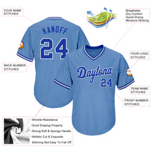 Load image into Gallery viewer, Custom Light Blue Royal-White Authentic Throwback Rib-Knit Baseball Jersey Shirt