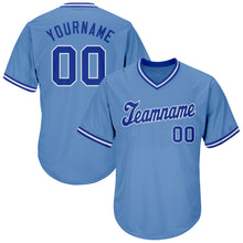 Load image into Gallery viewer, Custom Light Blue Royal-White Authentic Throwback Rib-Knit Baseball Jersey Shirt