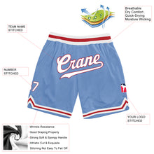 Load image into Gallery viewer, Custom Light Blue White-Red Authentic Throwback Basketball Shorts