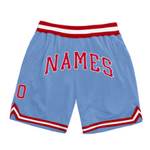 Load image into Gallery viewer, Custom Light Blue Red-White Authentic Throwback Basketball Shorts