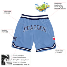 Load image into Gallery viewer, Custom Light Blue Navy-White Authentic Throwback Basketball Shorts
