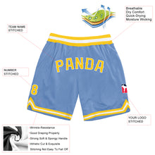 Load image into Gallery viewer, Custom Light Blue Gold-White Authentic Throwback Basketball Shorts