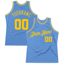 Load image into Gallery viewer, Custom Light Blue Gold Authentic Throwback Basketball Jersey