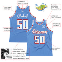 Load image into Gallery viewer, Custom Light Blue White-Red Authentic Throwback Basketball Jersey