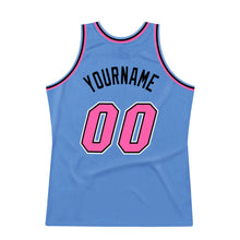 Load image into Gallery viewer, Custom Light Blue Pink-Black Authentic Throwback Basketball Jersey