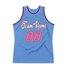 Load image into Gallery viewer, Custom Light Blue Pink-Black Authentic Throwback Basketball Jersey