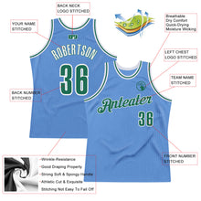 Load image into Gallery viewer, Custom Light Blue Kelly Green-White Authentic Throwback Basketball Jersey