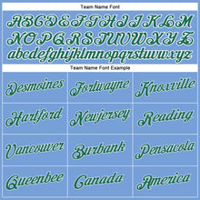 Load image into Gallery viewer, Custom Light Blue Kelly Green-White Authentic Throwback Basketball Jersey