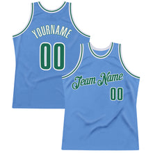 Load image into Gallery viewer, Custom Light Blue Kelly Green-White Authentic Throwback Basketball Jersey