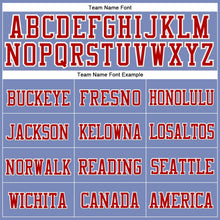 Load image into Gallery viewer, Custom Light Blue Red-White Stitched Cuffed Knit Hat